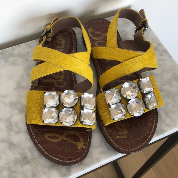 Sam Edelman Shoes - Sam Edelman Dorsey Jeweled Yellow Sandals, 9